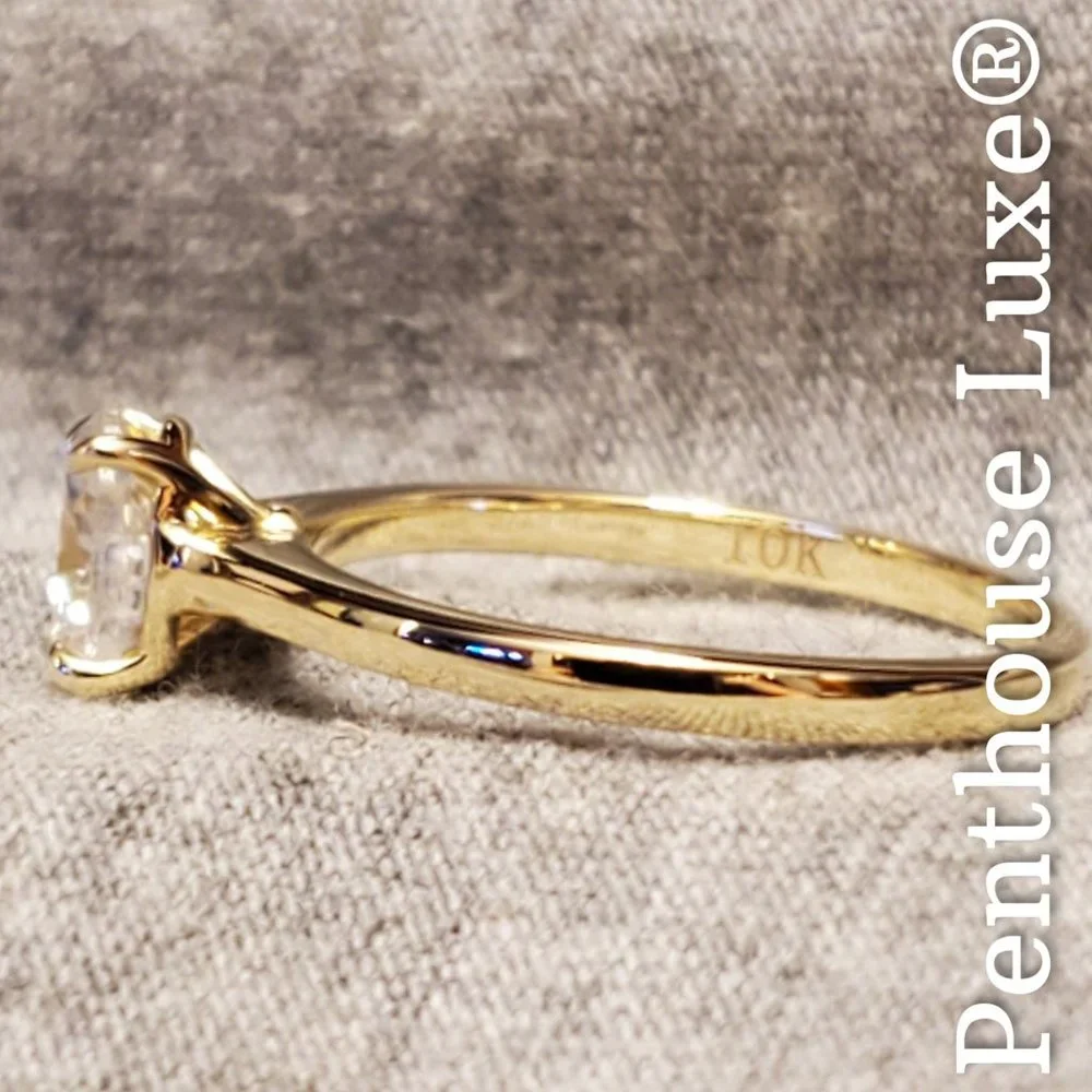 SOLID 10K Yellow Gold 1ct Moissanite Solitaire Wedding Ring - Picture 4 of 7